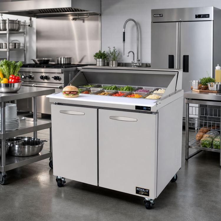 Product image #2 for Kool-It Signature 48-Inch Two-Section Double Door Mega Top Sandwich / Salad Prep Table