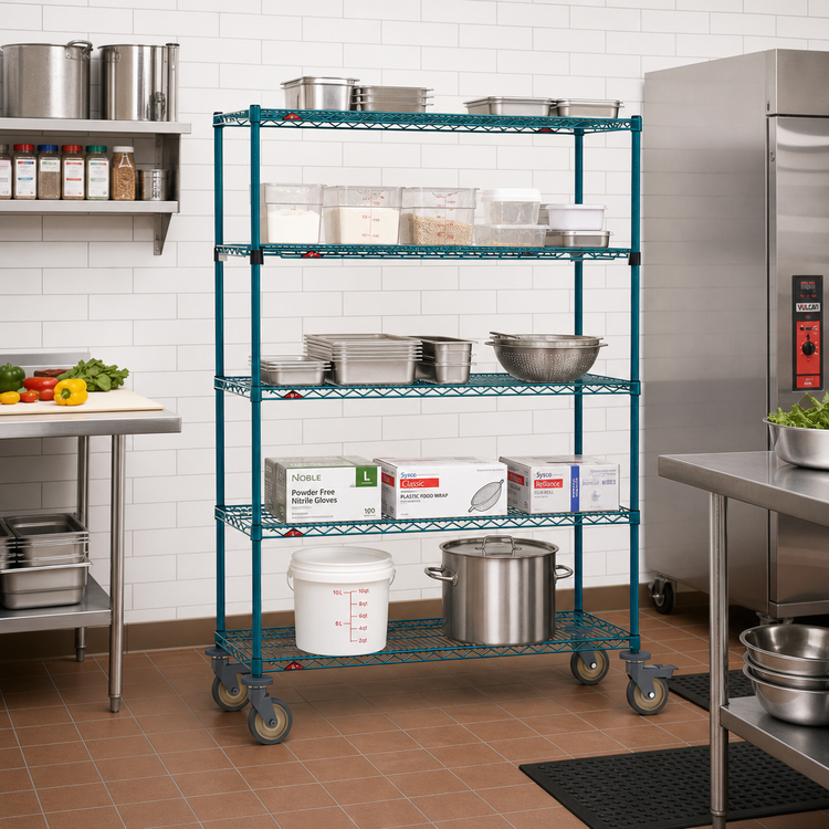 Product image #2 for Super Erecta 5-Tier Wire Stem Caster Cart, 48 x 18 x 68 Inches