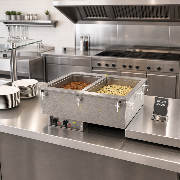 Product image #2 for Vollrath Two-Well Drop-In Electric Hot Food Well, 625 Watts Per Well, Marine-Grade Stainless Steel Wells, Wet Operation, 120V