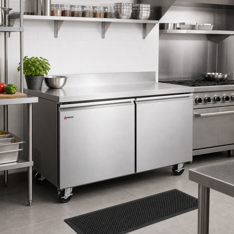 Product image #2 for Omcan USA Two-Section 60-Inch Worktop Freezer with 3-1/2-Inch Backsplash, 15 Cu. Ft., Two Solid Doors