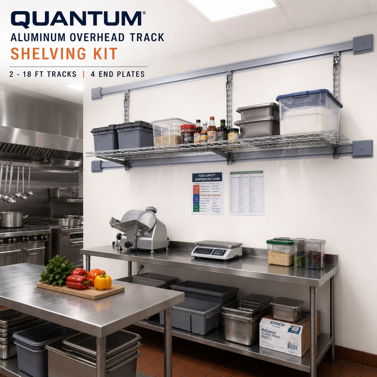 Product image #2 for Quantum Aluminum Overhead Track Shelving Kit with Two 18-Foot Tracks and Four End Plates