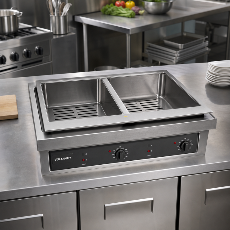 Product image #2 for Vollrath 2-Well Dry Drop-In Hot Food Well with Thermostatic Controls, 208-240V, Full-Size Pan Capacity