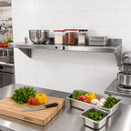Thumbnail image #2 for John Boos Stallion BHS1896-16/304 96-Inch x 18-Inch Wall-Mounted 16-Gauge 300 Series Stainless Steel Shelf with Rear Up-Turn