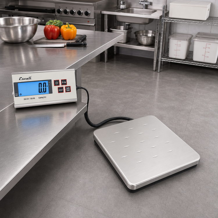 Product image #2 for San Jamar Industrial Digital Platform Scale, 264 lb Capacity, Remote Display, Square Stainless Steel Platform