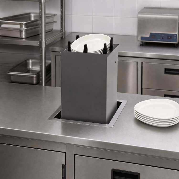 Product image #2 for Atlas Metal Drop-In Unheated Oval Platter Dispenser for 13-3/4 x 9-1/4 Inch Platters