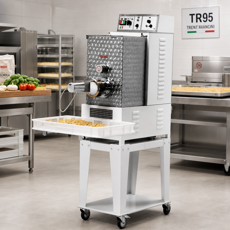 Product image #2 for Trento Avancini TR95 Floor Model Pasta Machine with Motorized Cutters, Fan Coolers, and Trolley