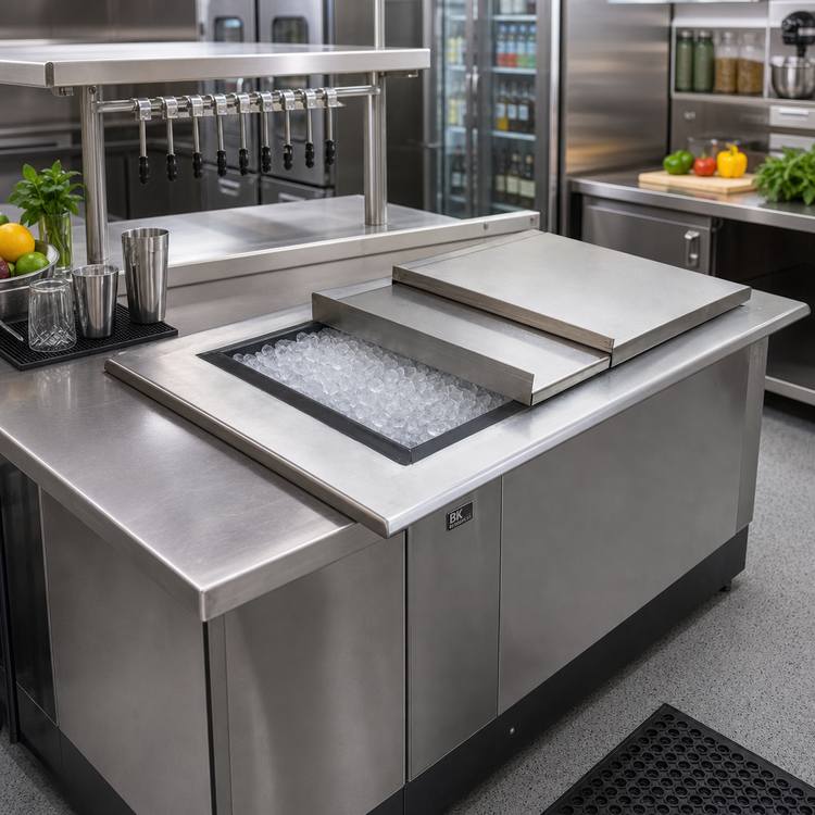 Product image #2 for BK Resources Drop-In Ice Bin with 7-Circuit Cold Plate, 34 x 20 Inch