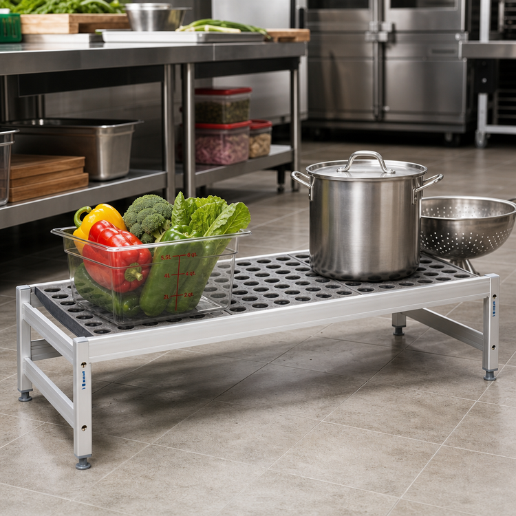 Product image #2 for Fermostock Aluminum Dunnage Rack with Adjustable Composite Feet, 35 x 14 x 12 Inches, 800 lb. Per Shelf