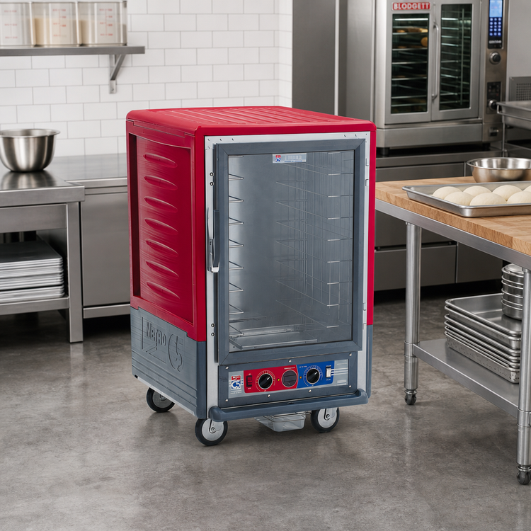 Product image #2 for Metro C5 3 Series Half-Height Heated Holding and Proofing Cabinet with Clear Polycarbonate Door, Red Insulation Armour, Mobile, 120V