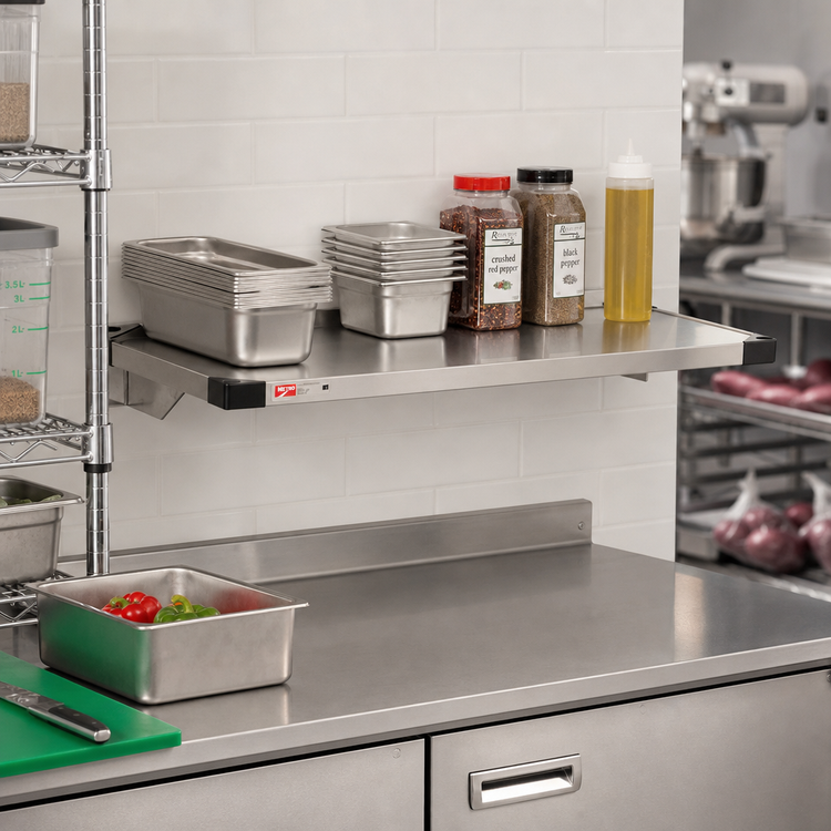 Product image #2 for Metro Super Erecta 36-Inch W x 18-Inch D Flat Solid Stainless Steel Shelf with Raised Ship's Edge