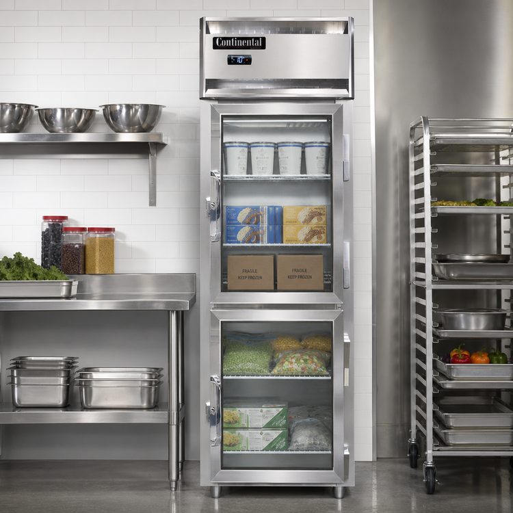 Product image #2 for Continental Refrigerator Designer Line D1FNSSGDHD One-Section Reach-In Freezer with Half-Height Glass Doors