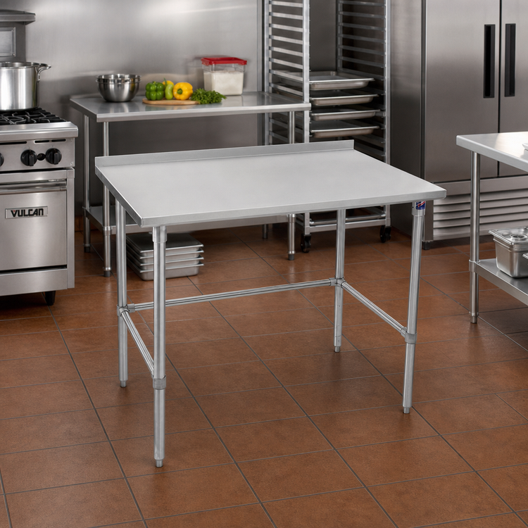 Product image #2 for John Boos Stallion 30-Inch x 30-Inch Square Stainless Steel Work Table with 1-1/2-Inch Rear Backsplash
