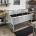 Thumbnail image #2 for John Boos B-Series 3-Compartment Floor Model Stainless Steel Sink, 59-1/8 x 29-1/2 x 44 Inches, 18 x 24 x 14 Inches Bowls, 10-Inch Backsplash, 1 Set Faucet Holes