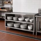 Thumbnail image #2 for John Boos 4DCO4-1560 Open-Front Stainless Steel Dish Storage Cabinet with Mid Shelf, 60"W x 15"D x 35"H