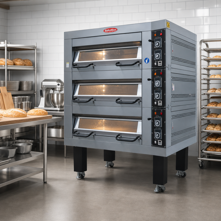 Product image #2 for BakeMax 1-Deck Double Pan Wide Electric Artisan Stone Deck Oven