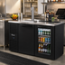 Thumbnail image #2 for 52-Inch Wide Two-Section Refrigerated Draft Bar Cooler with Stainless Steel Countertop, Black Exterior, and 1 Beer Column