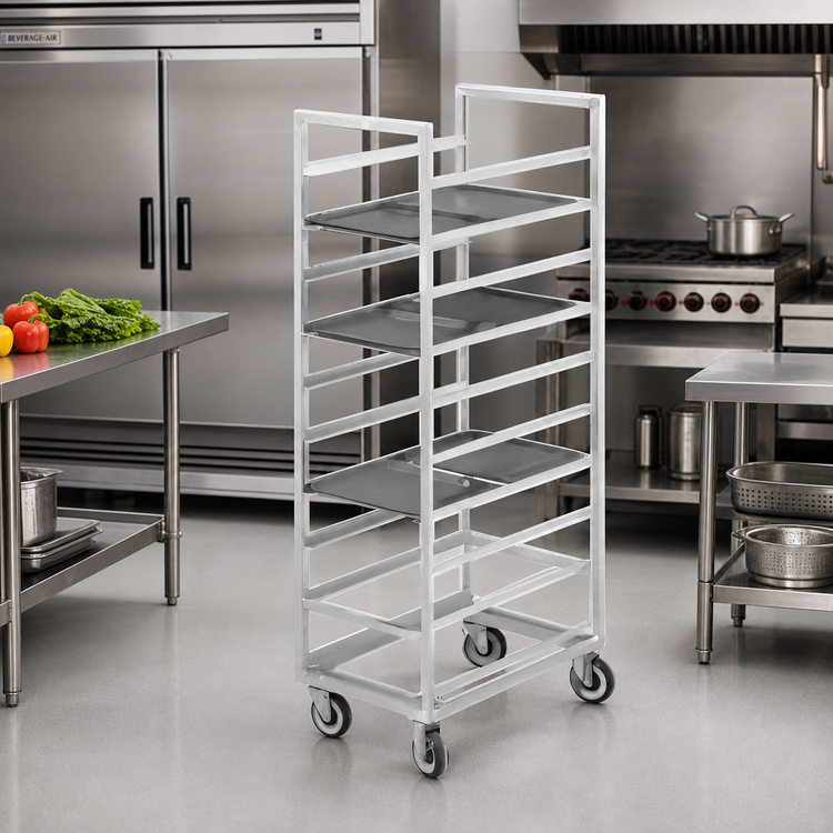 Product image #2 for Channel Stainless Steel Single-Section End-Load Cafeteria Tray Rack for 14 x 18 Trays, 36-Inch High