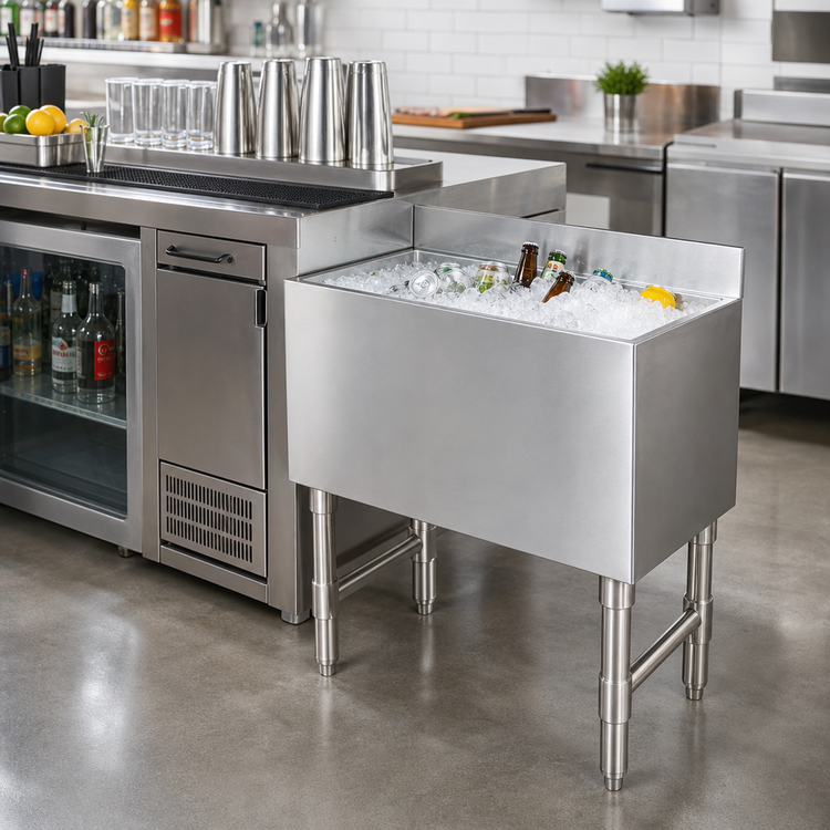 Product image #2 for 24-Inch Stainless Steel Underbar Ice Chest with 80 lb. Ice Capacity