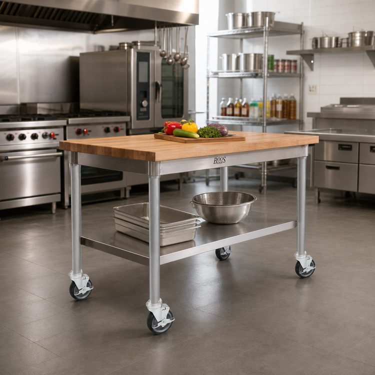 Product image #2 for John Boos 34-3/4-Inch Stainless Steel Legs with 5-Inch Locking Swivel Casters, Set of 4