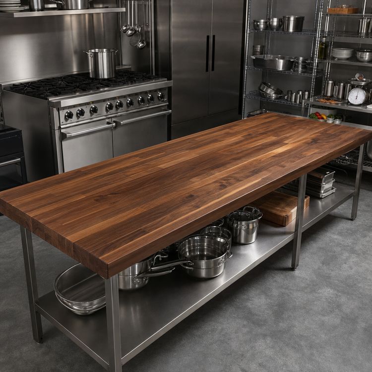 Product image #2 for Boos Block American Black Walnut Blended Edge Grain Kitchen Countertop, 144 x 32 x 1-1/2 Inch, Varnique Finish