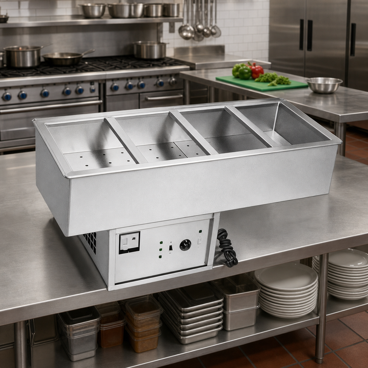 Product image #2 for Atlas Metal WCM-HP-4 4-Pan Drop-In Convertible Hot/Cold Food Well