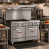 Thumbnail image #2 for Southbend Ultimate 48-Inch Commercial Gas Restaurant Range with 36-Inch Griddle and Double Space Saver Ovens
