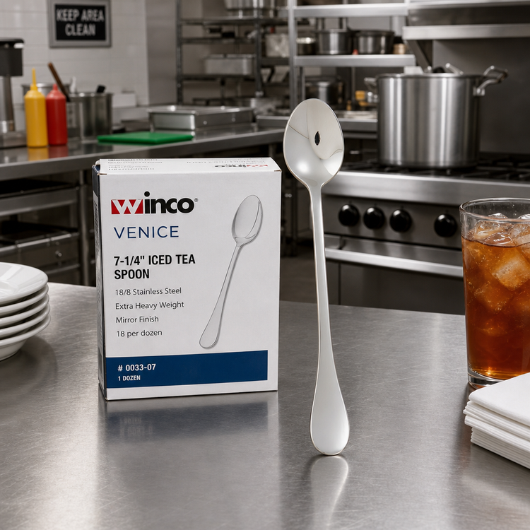 Product image #3 for Winco Venice 7-1/4-Inch Iced Tea Spoon, 18/8 Stainless Steel, Extra Heavy Weight, Mirror Finish