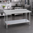 Thumbnail image #2 for Duke Manufacturing 314-2460-2R 60-Inch x 24-Inch Stainless Steel Work Table, 14-Gauge 300 Series Top, 1-1/8-Inch Riser, Galvanized Undershelf