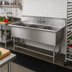 Thumbnail image #2 for John Boos Pro-Bowl 43PB1620 3-Compartment Stainless Steel Floor Model Sink, 53-1/8-Inch, 12-Inch Deep Bowls, 10-Inch Backsplash