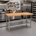 Thumbnail image #2 for John Boos 72 Inch x 24 Inch Northern Hard Rock Maple Wood Top Work Table with Stainless Steel Legs and Adjustable Undershelf