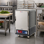 Thumbnail image #2 for Metro C5 Insulation Armour C535-CFS-4-GY Mobile Half-Height Heated Holding & Proofing Cabinet, Insulated Solid Door, 16 Hotel Pan Capacity
