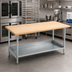 Thumbnail image #2 for Advance Tabco 84-Inch x 24-Inch Maple Top Bakers Table with Galvanized Base and Adjustable Undershelf