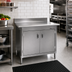 Thumbnail image #2 for Eagle Group 48 Inch Wide x 30 Inch Deep Enclosed Work Table with Cabinet Kit, Hinged Doors, 4-1/2 Inch Backsplash, 430 Stainless Steel Top