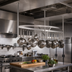 Thumbnail image #2 for John Boos Boat-Shaped Ceiling-Mounted Stainless Steel Pot Rack with 33 Double Hooks