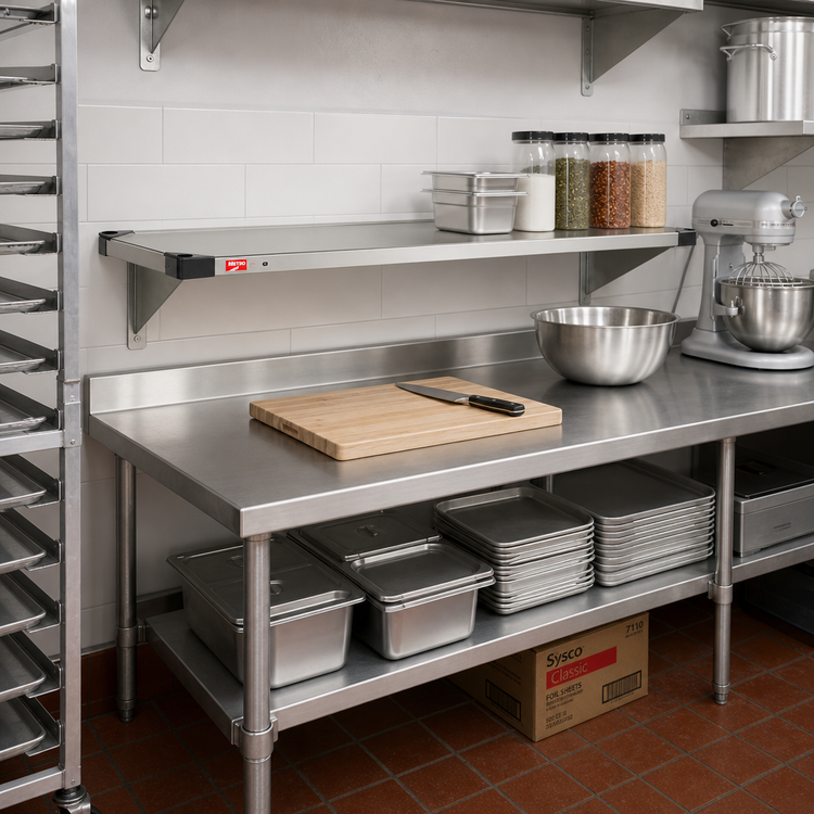 Product image #2 for Metro Super Erecta 48"W x 18"D Solid Flat Stainless Steel Shelf with Raised Ship's Edge
