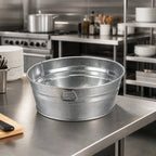 Thumbnail image #2 for American Metalcraft MTUB83 Round Galvanized Tin Cooling Tub with Side Handles, 37 oz., 8-Inch Diameter Case of 24
