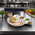 Thumbnail image #2 for American Metalcraft Porcelain Divided Impression Plate with Built-In Sauce Cups