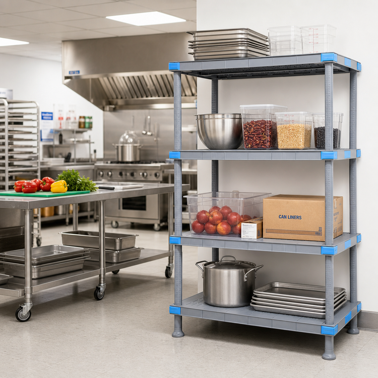 Product image #2 for Millenia 42-Inch W x 21-Inch D x 74-Inch H Solid Polymer Stationary Starter Shelving Unit, Gray