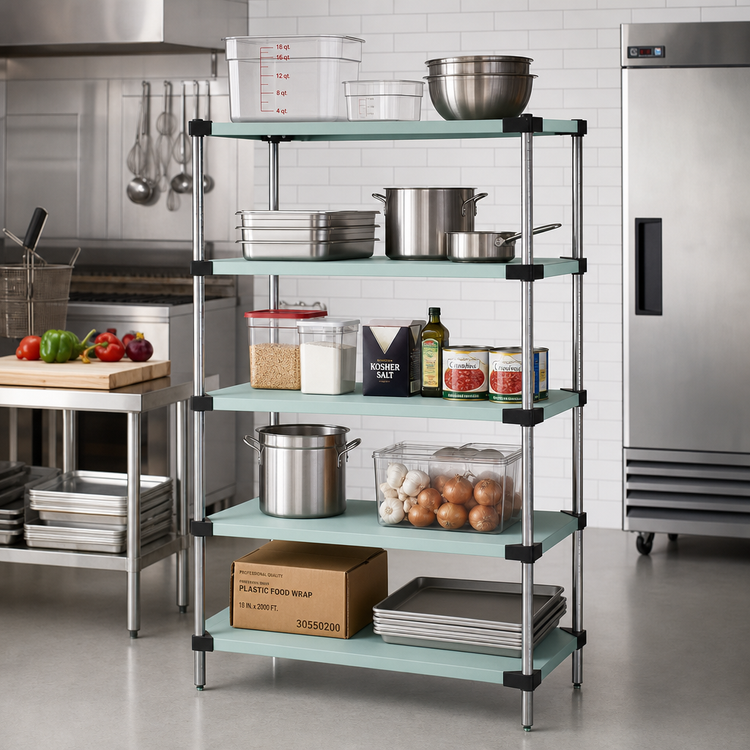 Product image #2 for Quantum 5-Shelf Solid Shelving Starter Kit, 304 Stainless Steel, 36W x 24D x 54H