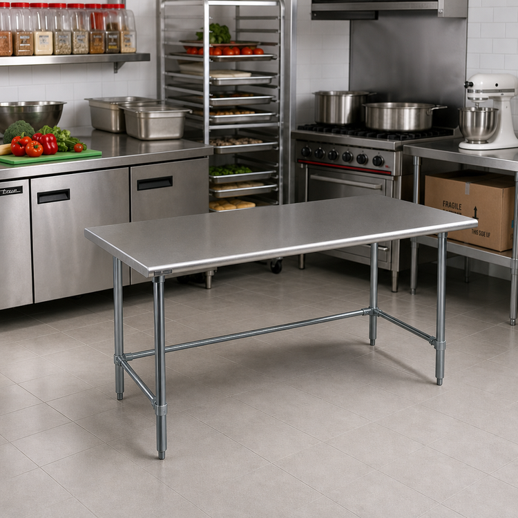 Product image #2 for Eagle Group BlendPort® Budget Series 30 x 24 Inch 430 Stainless Steel Work Table with Galvanized Base