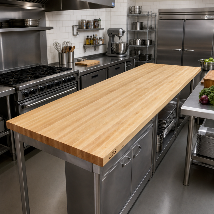 Product image #2 for John Boos Boos Block Northern Hard Rock Maple Edge Grain Kitchen Countertop, 144 x 27 x 1-1/2 Inches, Oil Finish