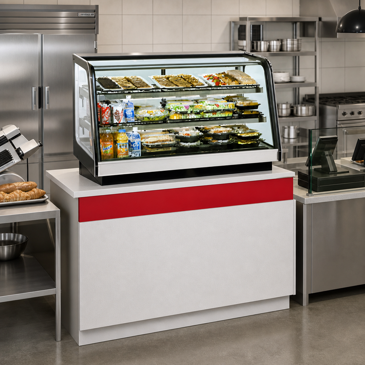 Product image #2 for Federal Industries 48 Inch Countertop Rear-Mount Self-Contained Refrigerated Deli Display Case, Full-Service, Curved Glass Front