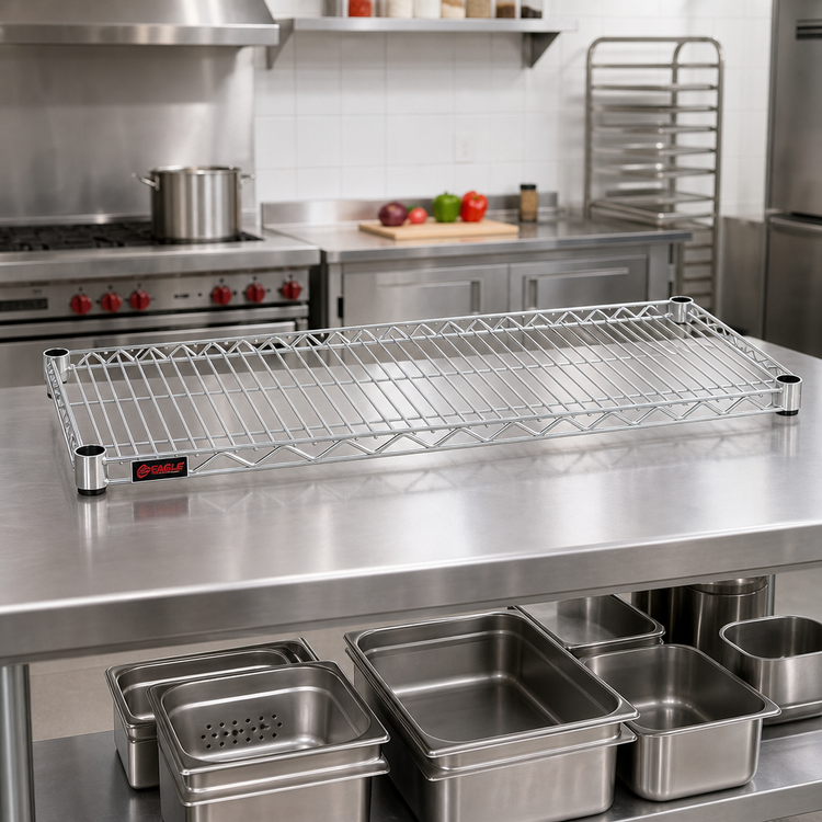 Product image #2 for Eagle Group QuadTruss 60" x 21" Stainless Steel Wire Shelf, 600 lb. Capacity