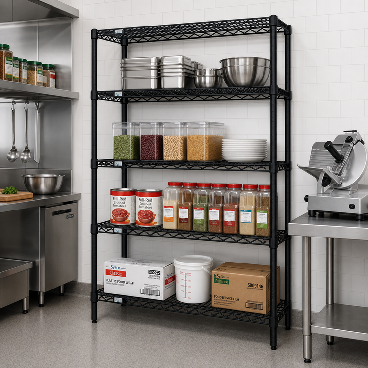 Product image #2 for Quantum 60 Inch W x 12 Inch D x 86 Inch H 4-Shelf Stationary Wire Shelving Starter Kit