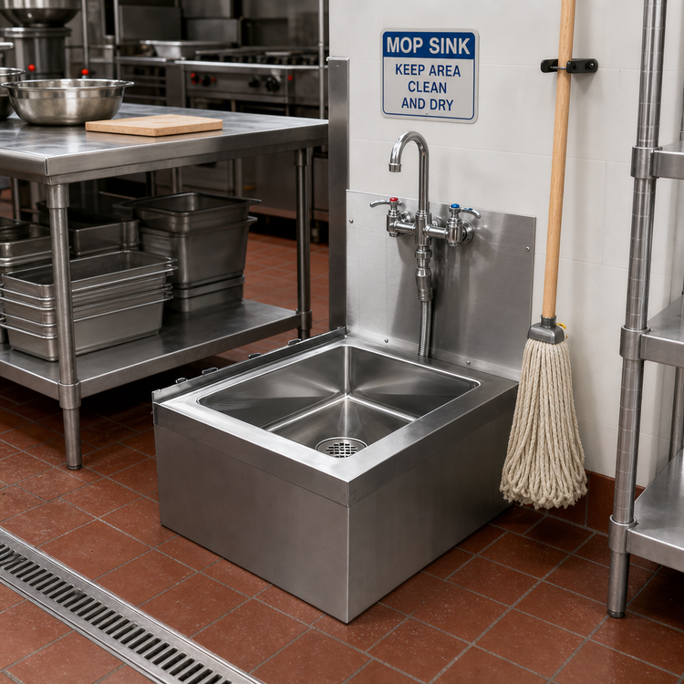 Product image #2 for Floor Mounted Mop Sink with 20 x 20 x 10 Inch Fabricated Bowl, 304 Stainless Steel