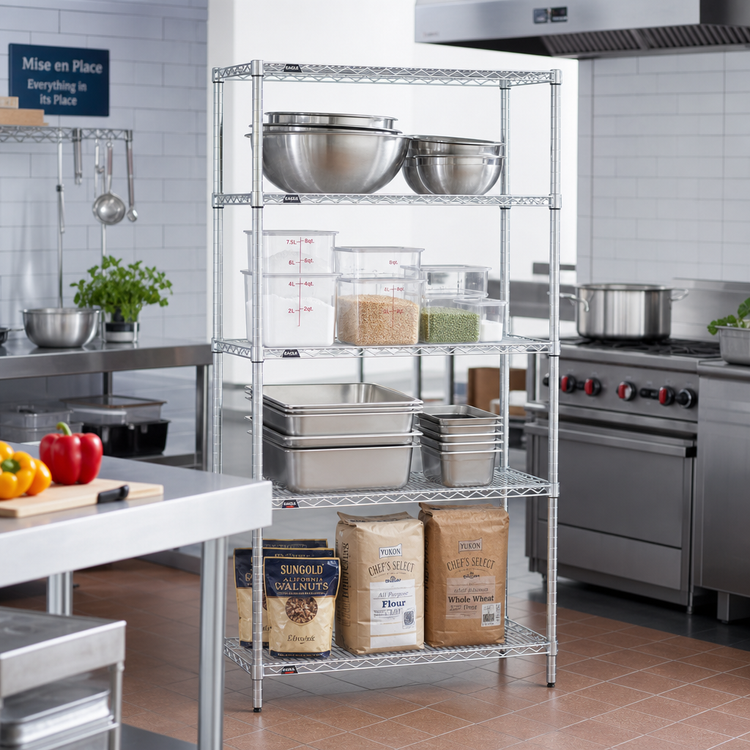 Product image #2 for EAGLEbrite 4-Tier Stationary Wire Shelving Starter Unit, 24 x 24 x 63 Inches, Zinc Finish