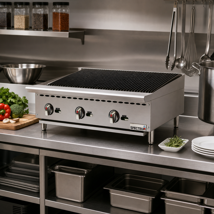 Product image #2 for Spectrum 36-Inch Countertop Natural Gas Radiant Charbroiler, 3 Burners