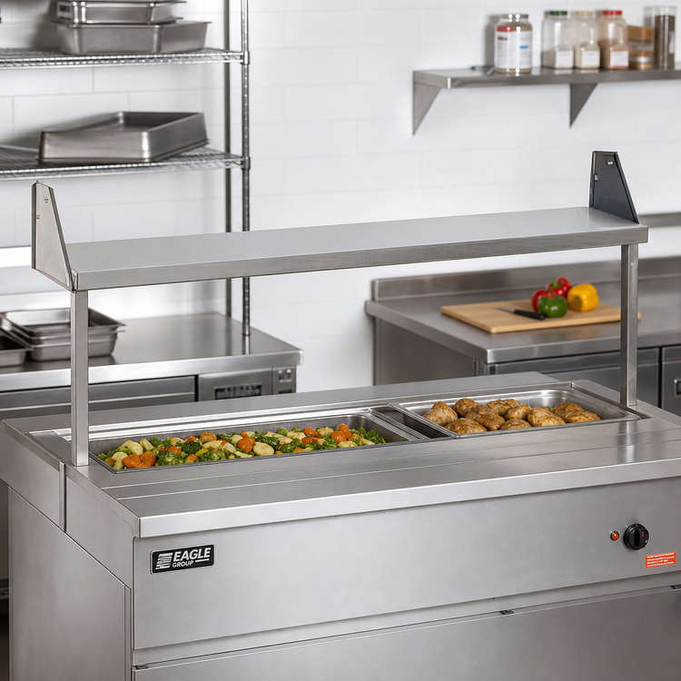 Product image #2 for Eagle Group 33-Inch Removable Stainless Steel Dish Shelf for HT2 Hot Food Table