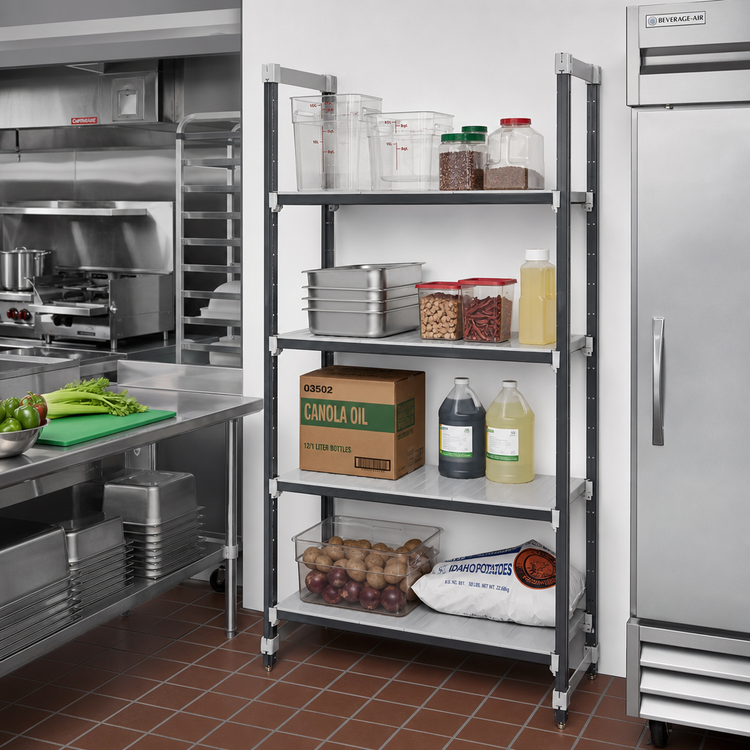 Product image #2 for Cambro Camshelving Elements XTRA 30-Inch Wide x 18-Inch Deep x 84-Inch High 4-Shelf Solid Stationary Starter Unit