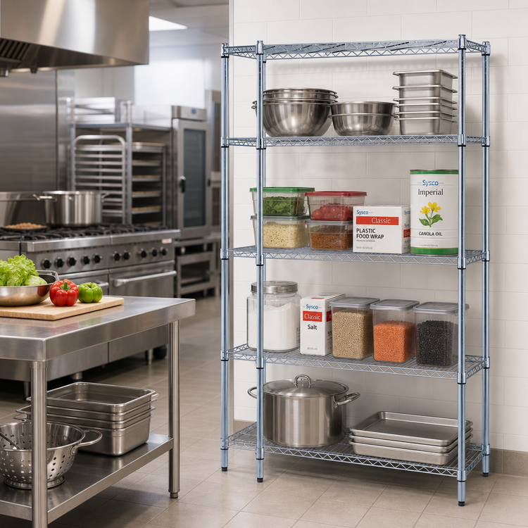 Product image #2 for Quantum 4-Tier Stationary Wire Shelving Unit, 42W x 18D x 72H, Chrome Plated Finish